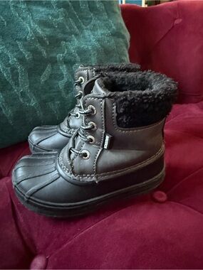Nautica - Faux-Fur Lace-Up Winter Booties - Black - Toddler Size 8